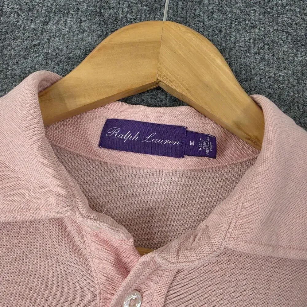 Ralph Lauren Purple Label Polo Shirt Men Medium Pink Pique Knit Casual Preppy